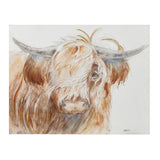 INK+IVY Windswept Cottage/Country Hand Embellished Highland Bull Canvas Wall Art II95C-0158 Brown