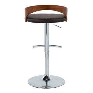 English Elm Grotto Adjustable Barstool Set Of 2 - Modern Chrome & Walnut Design With Brown Faux Leather Comfort B202S00918