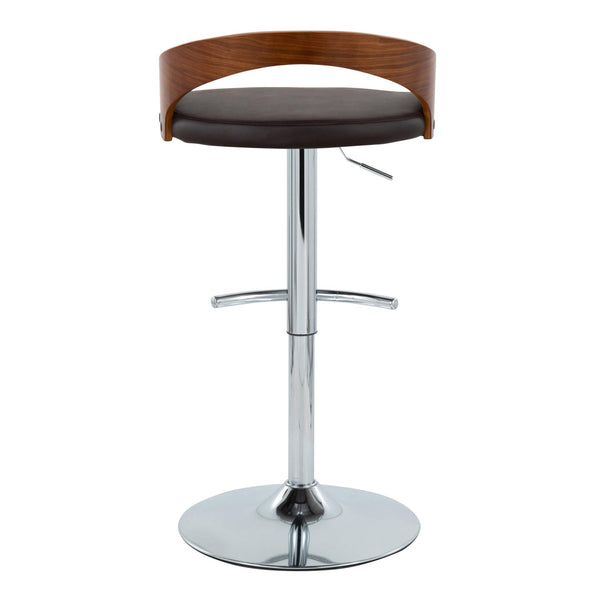 English Elm Grotto Adjustable Barstool Set Of 2 - Modern Chrome & Walnut Design With Brown Faux Leather Comfort B202S00918