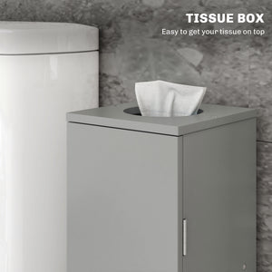 English Elm HOMCOM Modern Corner Toilet Paper Tower Cabinet with Hidden Screw Design and Magnetic Door Lock Gray W2225P217010