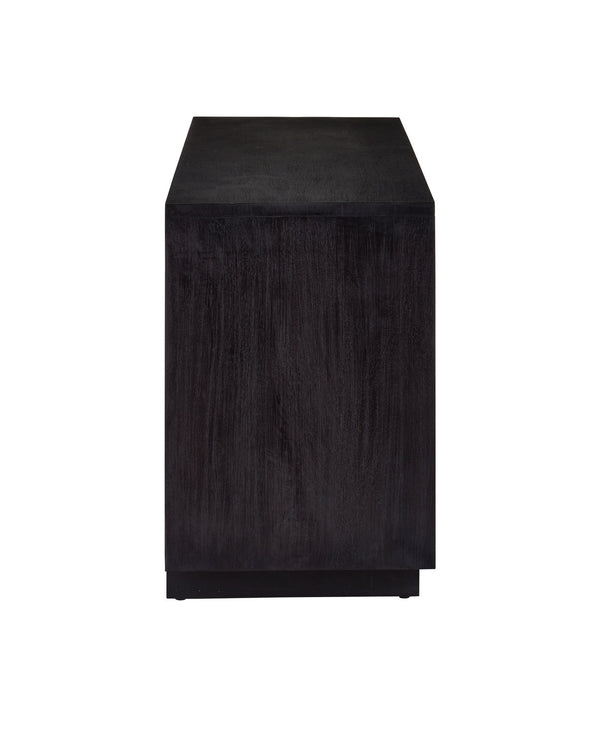 Currey & Company Mosaico Credenza: Stunning Antique Mirror Mosaic Design In Black Mango Wood - Elegant Storage Solution Black Mango Wood ,Glass 3000-0330-currey-company