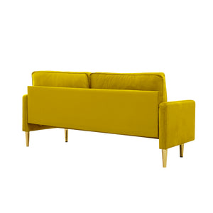 English Elm 65-inch minimalist velvet loveseat with gold metal legs, thick cushions, solid pine frame, 800lb capacity Yellow W2795P247575