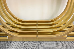 English Elm Accent Console Table Sculptural Black Gold Metal Legs Slim Entryway Hallway Decor W2263P395487
