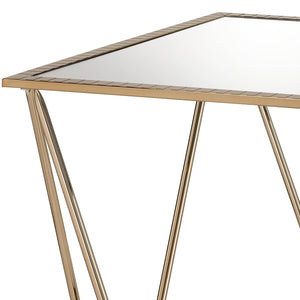 English Elm Fogya Square Mirrored End Table with Champagne Gold Metal Base for Glam Interiors B2726P457135
