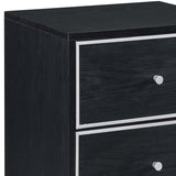 English Elm Black and Silver 2-Drawer Nightstand