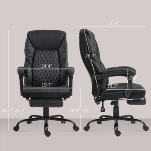 English Elm Homcom Ergonomic Executive Office Chair With Footrest, Big & Tall Design, Adjustable Recliner, Black W2225P250021