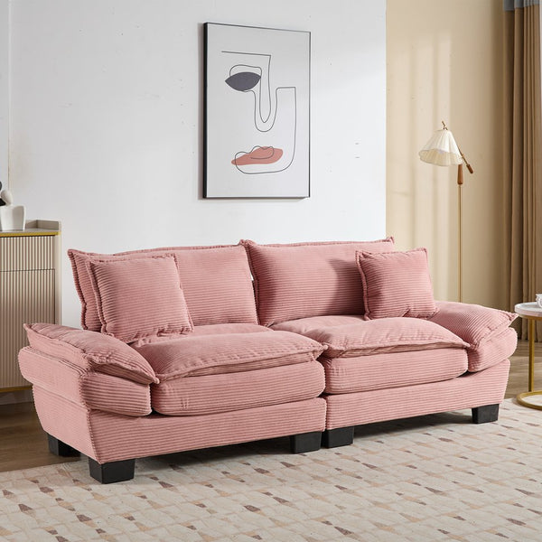 English Elm Corduroy Modern Sofa Sleeper Loveseat with Double-Layer Cushions, Two Pillows, Sturdy Frame 84" Pink W676P227339