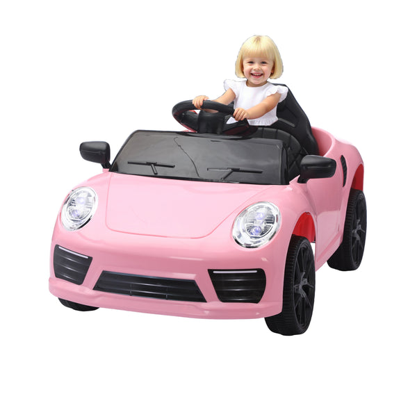 English Elm Ride on Electric Sports Car for Kids 12v Dual Motor with Remote Swing and Led Lights Pink W1760P358675