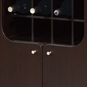 English Elm Wine Cabinet with Curved Cutout Doors Bottle Rack Glass Storage Bar Organizer B107P222502