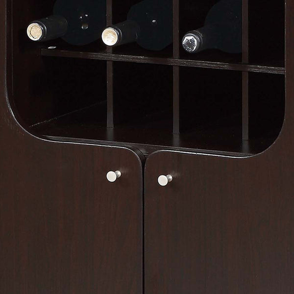 English Elm Wine Cabinet with Curved Cutout Doors Bottle Rack Glass Storage Bar Organizer B107P222502