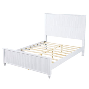 English Elm White Queen Platform Bed Solid Pine Grooved Headboard Modern Bedroom Frame N770PQ389797K
