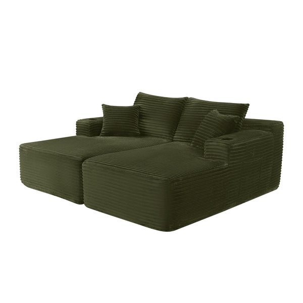 English Elm 75"cloud Plush Sectional with Double Chaise Deep Seat for Modern Living Rooms W3975S00062