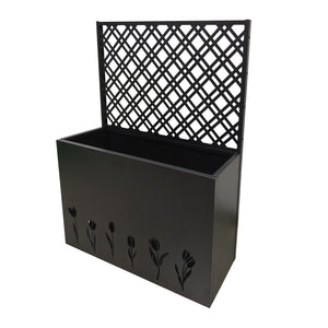 English Elm Tall Galvanized Metal Raised Planter with Integrated Trellis Outdoor Privacy Screen W1586P455892