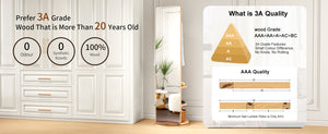 English Elm 360° Rotating Full Length Mirror Solid Wood Coat Hook Rack Freestanding Bedroom Entryway W2987P438049
