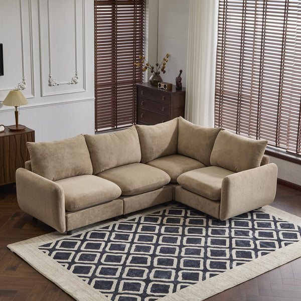 English Elm Christopher Knight Home® - 99 In. Modular Velvet Sectional Sofa - 4-Piece L-Shaped Design For Versatile Living Room Comfort N773IS00005N
