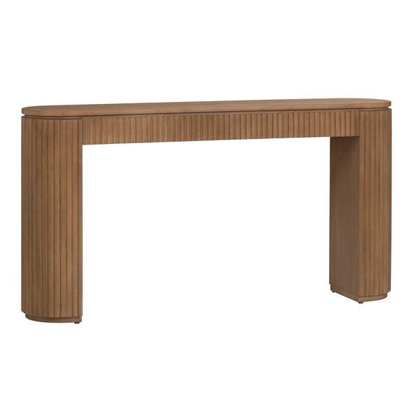 Crestview Collection Transitional Console Table - Elegant Oval Design With Natural Brown Finish & Fluted Detailing Brown Solid Wood Cvfdr1237