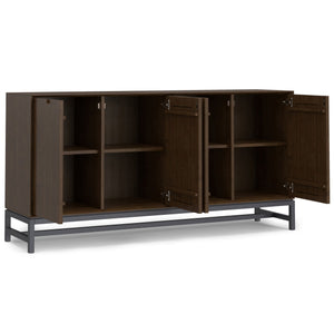 English Elm Banting Solid Wood Walnut Sideboard with Four Doors and Steel Base for Dining Rooms B136P439015