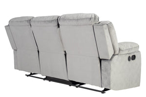 English Elm Recliner Sofa Three Seat Velvet Tufted Usb Charging Plush Living Room Couch B089P240507