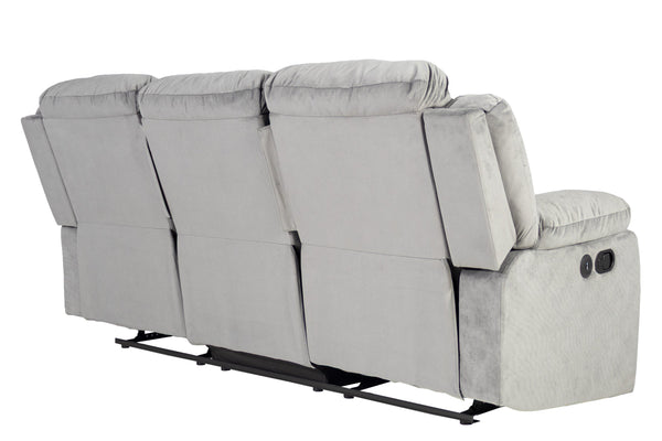 English Elm Recliner Sofa Three Seat Velvet Tufted Usb Charging Plush Living Room Couch B089P240507