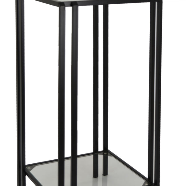English Elm Buckley Black Metal Plant Stand with Mirrored Shelves for Glam Living Room Decor B056P416942