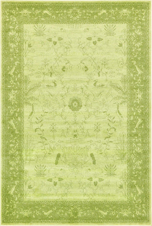 Unique Loom La Jolla Floral Machine Made Floral Rug Light Green, Green/Light Green 6' 1" x 9' 0"