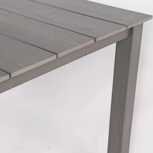 English Elm 68.9-inch Outdoor Rectangular Dining Table Hips Wood Grain Seats Six with Umbrella Hole W2085P364129