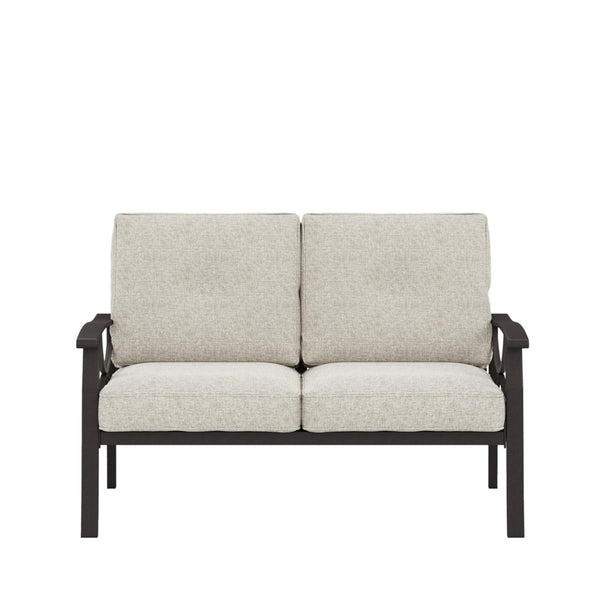 English Elm 48" Steel Outdoor Loveseat Rust Proof Powder Coated Frame Cushioned Patio Seating B082P455147
