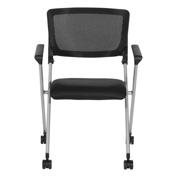 OSP Home Furnishings Flex Back Nesting Chair Mesh Seat Stackable Silver Frame for Conference Rooms FC8486-231
