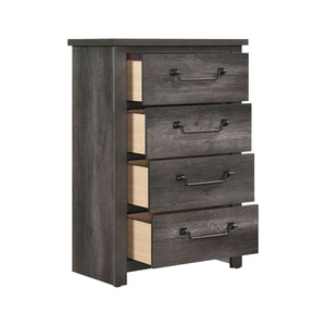 English Elm Gray 4-Drawer Storage Chest with Rustic Wood Finish, Compact 34"x17.5"x48" Organizer for Bedroom Gray 37.5 L x 21 W x 52.75 H B011P227526