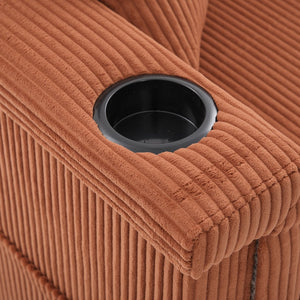 English Elm UNITED Corduroy L-Shaped Sectional Sofa with Storage Ottoman, USB Ports, Cup Holders & LED Lighting Orange W1568P332402