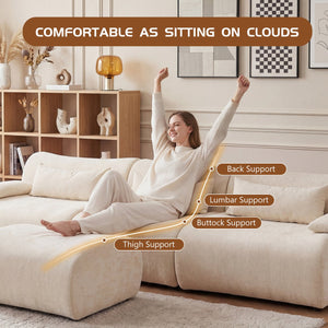 English Elm Boneless Curved Sofa with Chaise High Density Foam Three Seat Modern Living Room W3728S00005