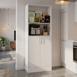 English Elm Juls Tall Slim Pantry Cabinet with Open Shelves for Kitchen or Laundry Room B200P474237