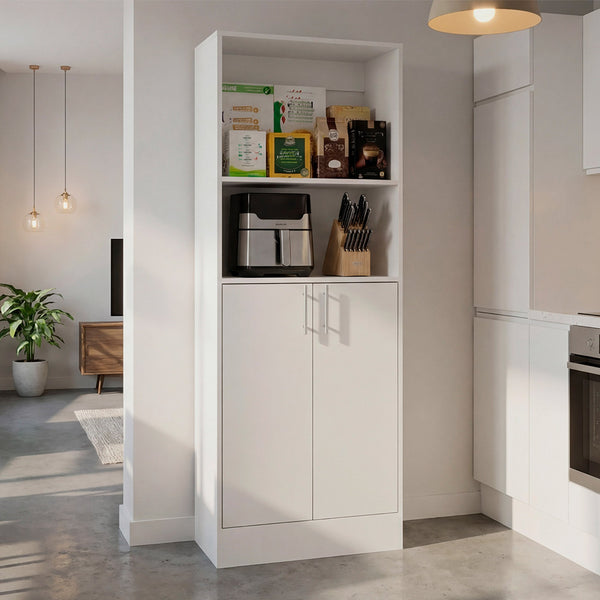 English Elm Juls Tall Slim Pantry Cabinet with Open Shelves for Kitchen or Laundry Room B200P474237