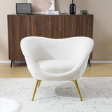 Christopher Knight Home® - Noble House - - Modern Accent Chair For Living Room, Lounge Chair For Bedroom With Gold Metal Legs, Vanity Chair For Makeup Room, Teddy Velvet, Cream White