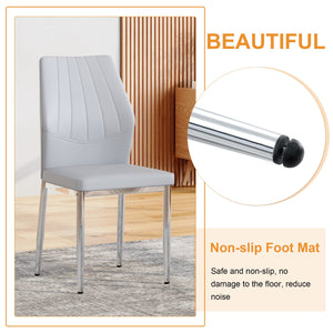 English Elm Table and Chair Set Marble Glass Top with Gray Pu Seating for Modern Dining W1151S04647