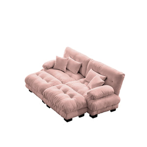 English Elm Cloud Chenille Sleeper Sofa With 2 Lumbar Pillows & Ottomans - Stylish Comfort For Modern Living W714S01009