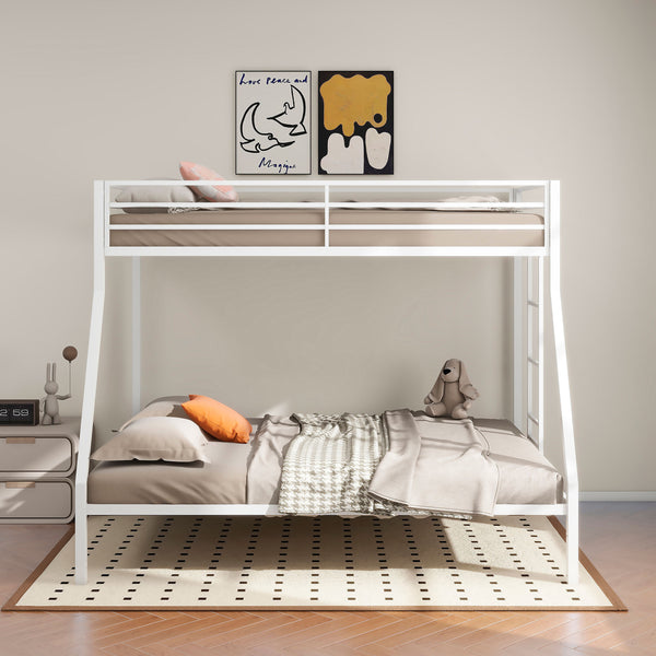 English Elm Metal Twin Over Full Bunk Bed Steel Frame with Guardrails for Kids or Guest Rooms White B016P469309