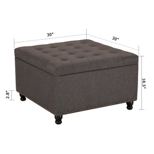 English Elm Large Tufted Square Ottoman with Hidden Storage Solid Wood Frame Living Room Seat T2694P193504