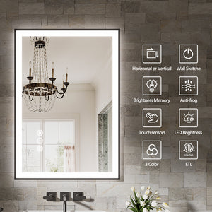 English Elm 24X36 Frameless Led Bathroom Mirror - Smart Anti-Fog Technology, Dimmable Lighting & Modern Design T3757P346983