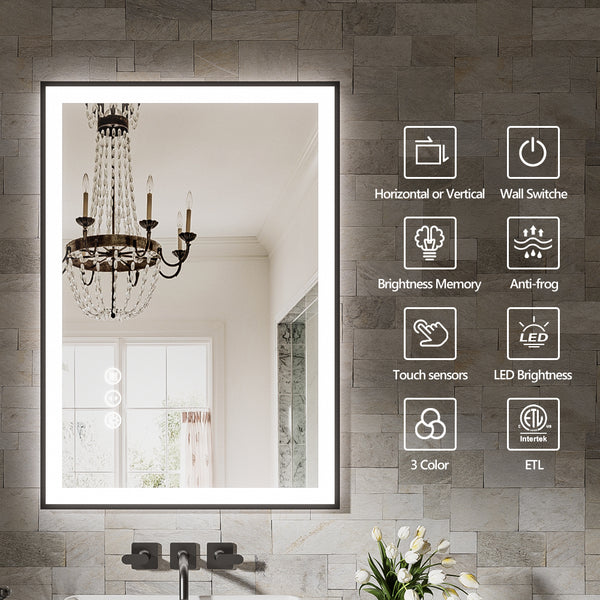 English Elm 24X36 Frameless Led Bathroom Mirror - Smart Anti-Fog Technology, Dimmable Lighting & Modern Design T3757P346983