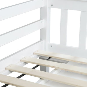 English Elm Twin Loft Bed With Integrated Storage, Pull-Out Desk & Safety Guardrail For Space-Saving Solutions W504S00210-GIGA