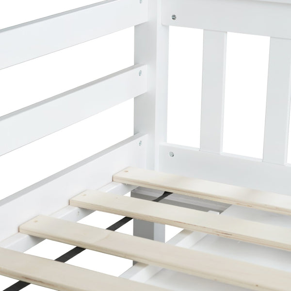 English Elm Twin Loft Bed With Integrated Storage, Pull-Out Desk & Safety Guardrail For Space-Saving Solutions W504S00210-GIGA