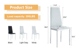 English Elm Grid Armless High Backrest Dining Chair, 6-Piece Set, Office Chair. Suitable For Restaurants, Living Rooms, Kitchens, and Offices. Light Gray Chairs and Electroplated Metal Legs 0924