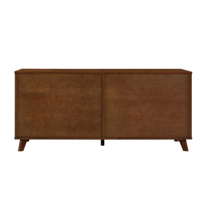 English Elm Lars Rubberwood Rattan Dog Crate Cabinet Stylish Pet Kennel for Living Room Walnut N775P397559W