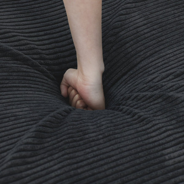 English Elm Pixel Modern Modular Sofa - Stylish Black Corduroy L-Shaped Sectional 4-Seater For Versatile Comfort B341S00024-GIGA