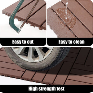English Elm Plastic Interlocking Pp Deck Tiles Wood Grain Waterproof Patio Pool Surround 44 Pack W3022P251837