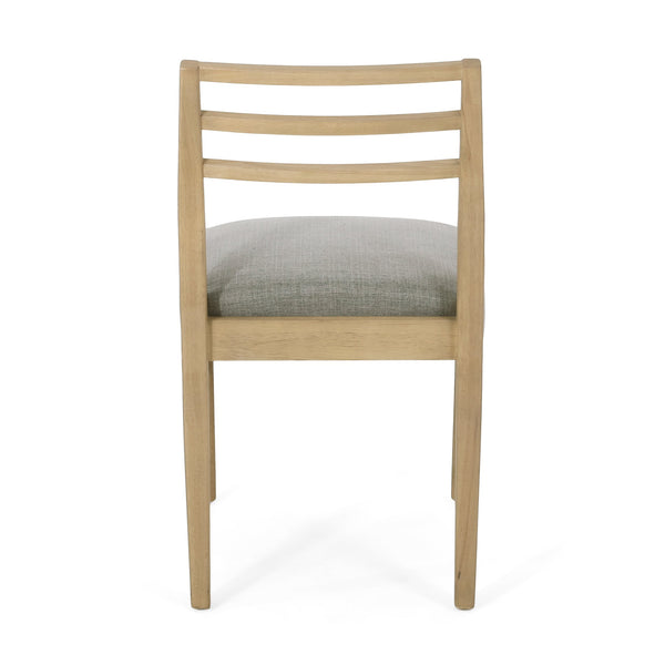 English Elm Christopher Knight Home® - DINING Chair Set of Two Farmhouse Ladder Back Upholstered Rubberwood Seats with Tapered Legs for Cozy Appeal Grey 73988.00GRY