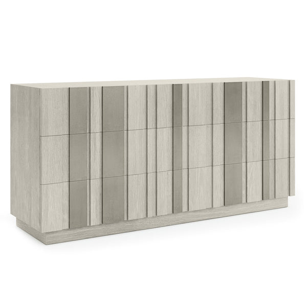 Bernhardt Bernhardt Tempo Dresser In Wire-Brushed Oak With Satin Nickel Overlays, 6 Push-To-Open Drawers (72") 346052
