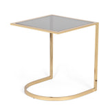 Christopher Knight Home® - Noble House - Biorn Modern Glam Handcrafted Glass Top C-Shaped Side Table, Black and Brass