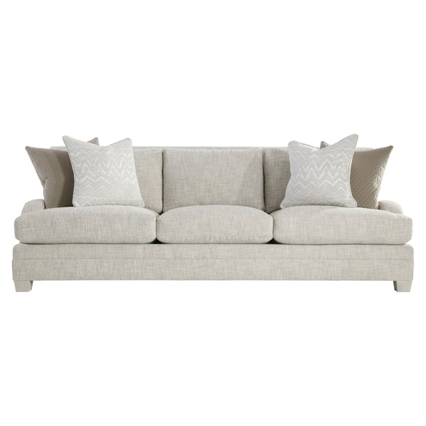 Bernhardt Bernhardt Rollins Fabric Sofa With Plush Feather-Down Cushions, Low-Profile Arms, Weathered Bone Finish (96"W) - Made to Order P7107A